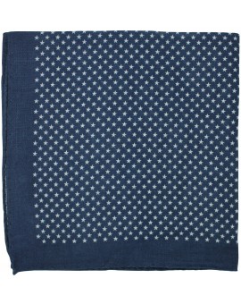 Pañuelo de bolsillo azul estampado con estrellas en lino