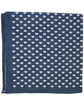 Navy blue pocket square with white printed hearts